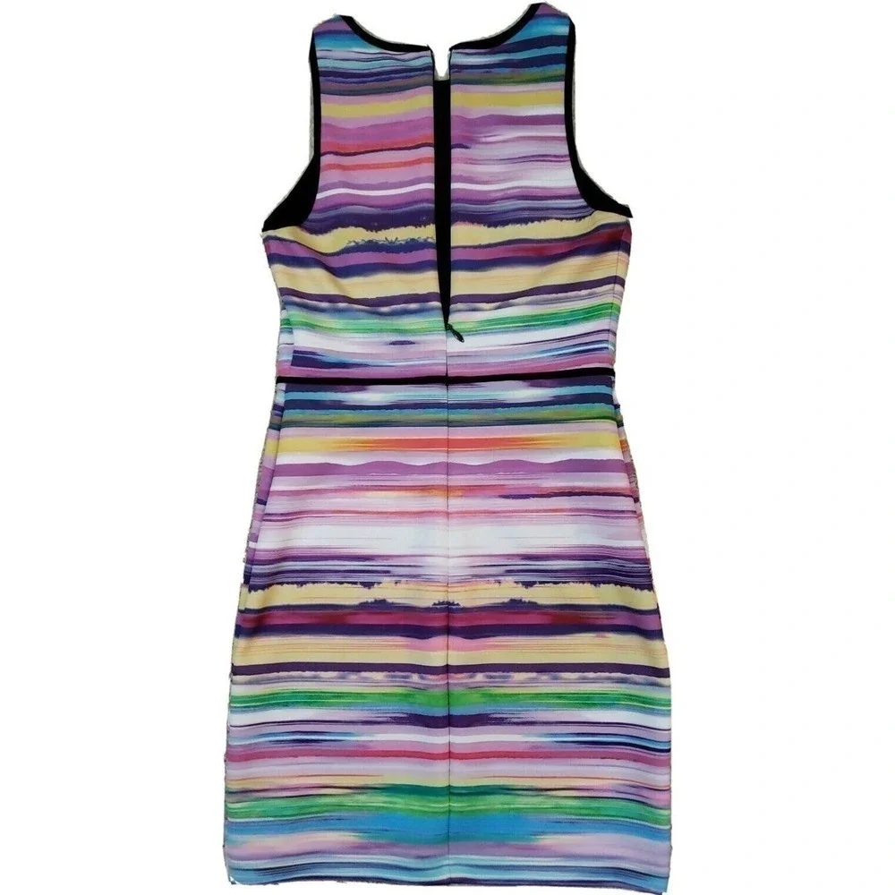 Bebe ~Woman Size M~ Multicolor Sheath Sleeveless Stretch Dress Fully Lined.
